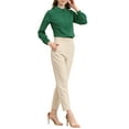thumbnail image 2 of Allegra K Women's Button up Career Peter Pan Collar Long Bishop Sleeve Shirt, 2 of 6