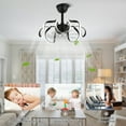 thumbnail image 4 of 20" Futuristic Modern Black Flush Mount Ceiling Fan with LED Light, Low Profile 6-Speed Smart APP Remote Control, 4 of 13