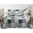 thumbnail image 2 of Marina Decoration Rich Printed Stitching Coverlet Bedspread Ultra Soft Summer Bedding Quilt Set with Quilted Sham, Modern Grey Plaid Pattern, 2 of 8