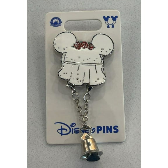 Disney Parks Mickey Mouse Wedding Love Bride Hat Bell Magnet Pin New with Card