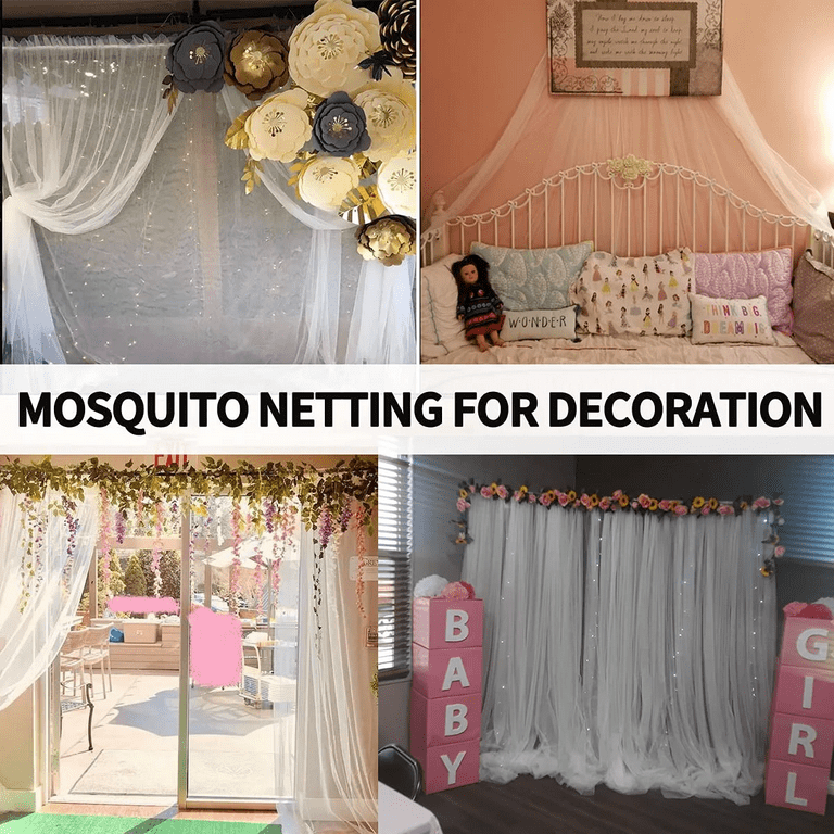 SJHmoo Mosquito Net for Porch/Patio/Canopy/Garden, Outdoor Sheer Tulle Curtains Mesh Net, Decoration Netting for Party Wedding Arch Draping&Ceiling