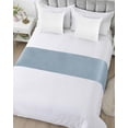 thumbnail image 5 of Bed Runner for King Size, Vintage Sky Blue Decorative Scarf Throws for Foot of Bed, Farmhouse Retro Solid Color Linen Texture Luxury Bedding Protector Slipcover Bedrunners for Hotel, 94 x 20 Inch, 5 of 6