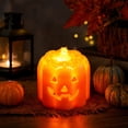 thumbnail image 6 of Glowing Jack-o'-Lantern Pumpkin Light, Orange Halloween Tabletop Decoration with Built-In Yellow Light, Indoor Halloween Decor for Party Table, Shelf and Home, 6 of 7