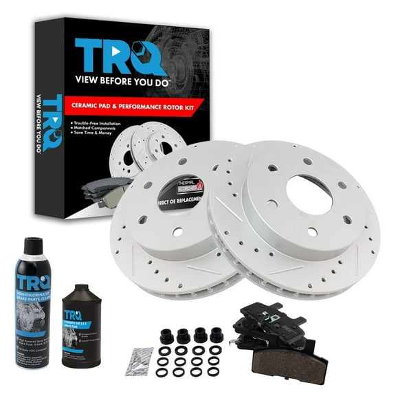 TRQ Performance Rotor Ceramic Brake Pad Front Kit w/Chemicals for Chevy BKA16953 Fits select: 1988-1998 CHEVROLET GMT-400, 1995-2000 CHEVROLET TAHOE