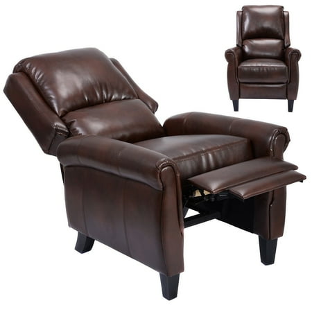 Costway Leather Recliner Accent Chair Push Back Living Room Home Furniture w/ Leg (Best Recliner For Back Problems)