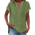 thumbnail image 4 of V Neck Short Sleeve Henley Tops，Henley Blouses Work Tops Casual Cotton Tees Shirts 2026 Henley Outfit Henley Button Up T Shirts Work Tshirt Clothes Casual Business Blouses V Neck Button Shirts, 4 of 9