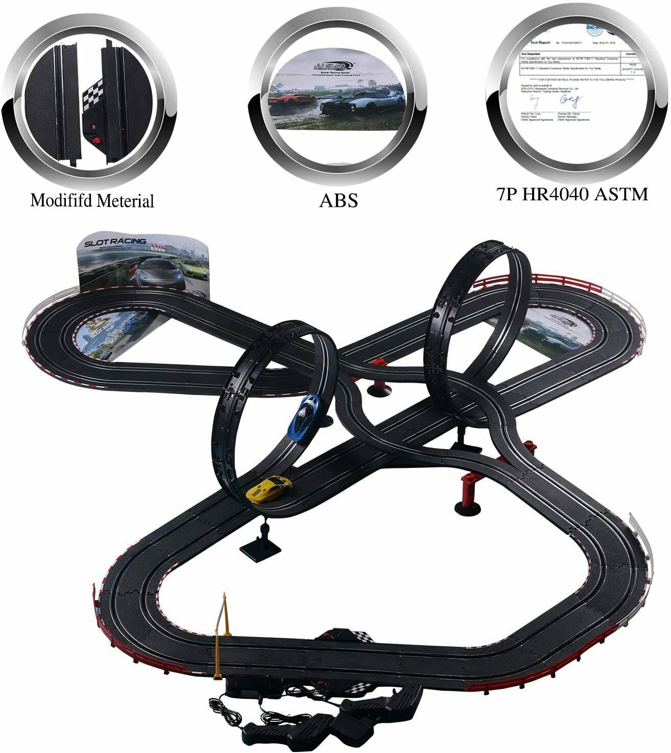 Buenotoys 1:43 Remote Control Track Slot Loops Turns Race Car Toy 401.51 Inch 