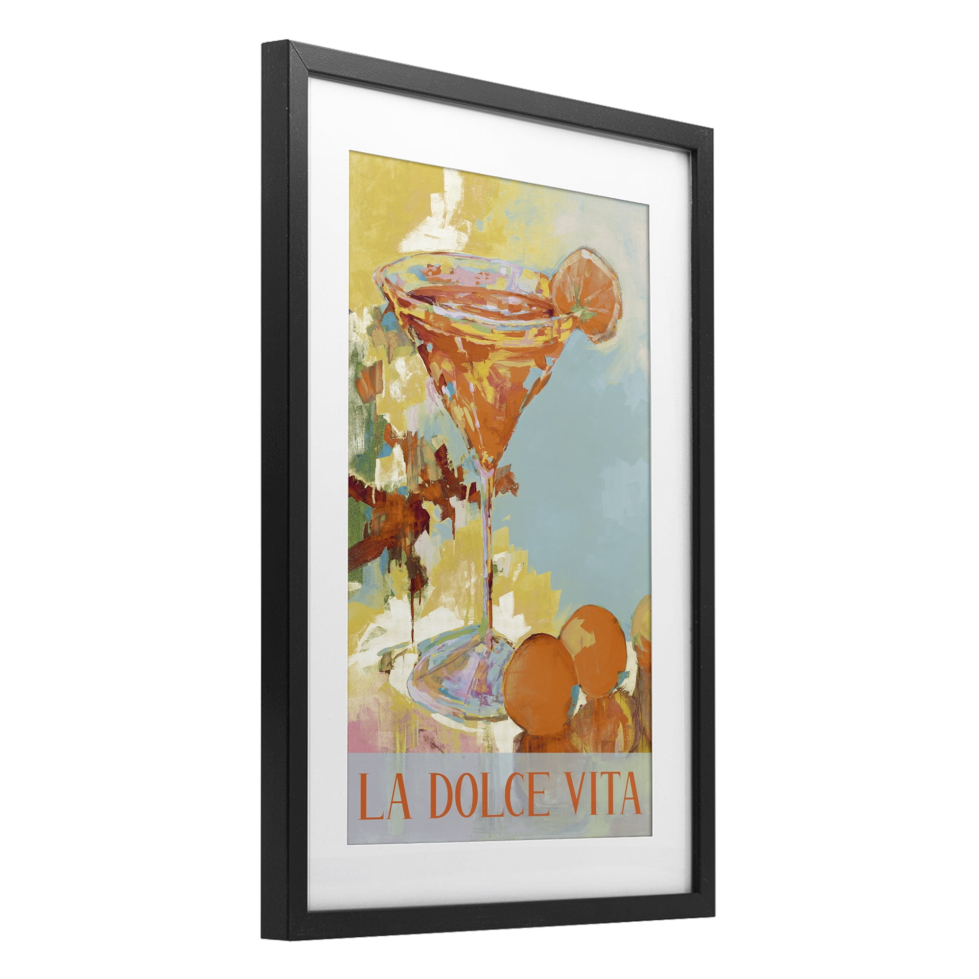 Stupell Industries La Dolce Vita Citrus Cocktail Black Framed Print Under Glass, design by Jane Slivka
