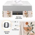 thumbnail image 6 of Bed Skirt Bohemian Adjustable Elastic Wrap-Around Dust Ruffle with Abstract Green Leaf Beige Modern Geometric Art 18 Inch Drop, Bed Frame Cover for California King Size Bed, 6 of 9