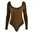 thumbnail image 6 of Elainilye Fashion Bodysuits for Women Tummy Control Sexy Zipper Long Sleeve Solid Color Jumpsuit Body Shaper Pants,Brown, 6 of 9
