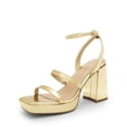 thumbnail image 1 of Sandalia DREAM PAIRS Plataforma Tacones Dorados Tacón Grueso 10 cm, 1 of 5