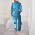 thumbnail image 5 of Kll Butterflies And Waterlily In Water Print Women'S Long Sleeve Pajamas With Pants Sleepwear Loungewear 2 Set-Small, 5 of 9