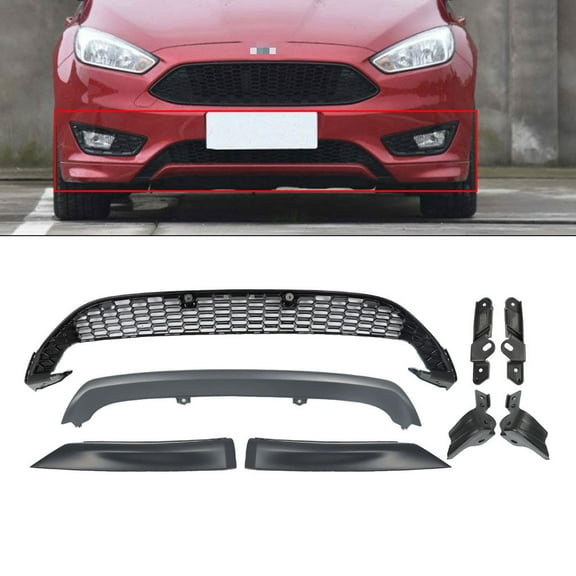 Front Lower Grille w/ Bumper Trim Lips Kit Fit for Ford Focus 2015-2016, 15-16 Focus Lower Bumper Grill