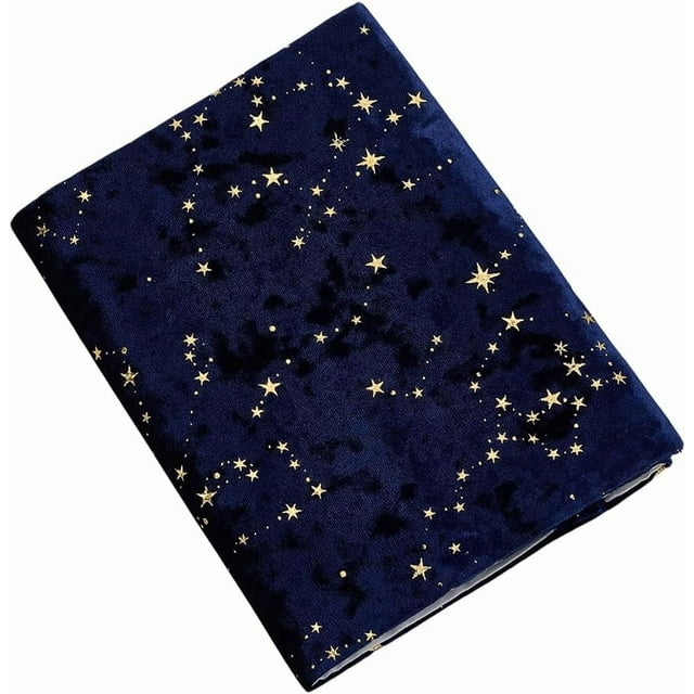 Funda protectora de tela para libro A5, 8,2 x 6,1 pulgadas, reutilizable, de poliéster, color azul marino, portátil, a prueba de polvo, rectangular, con estrella