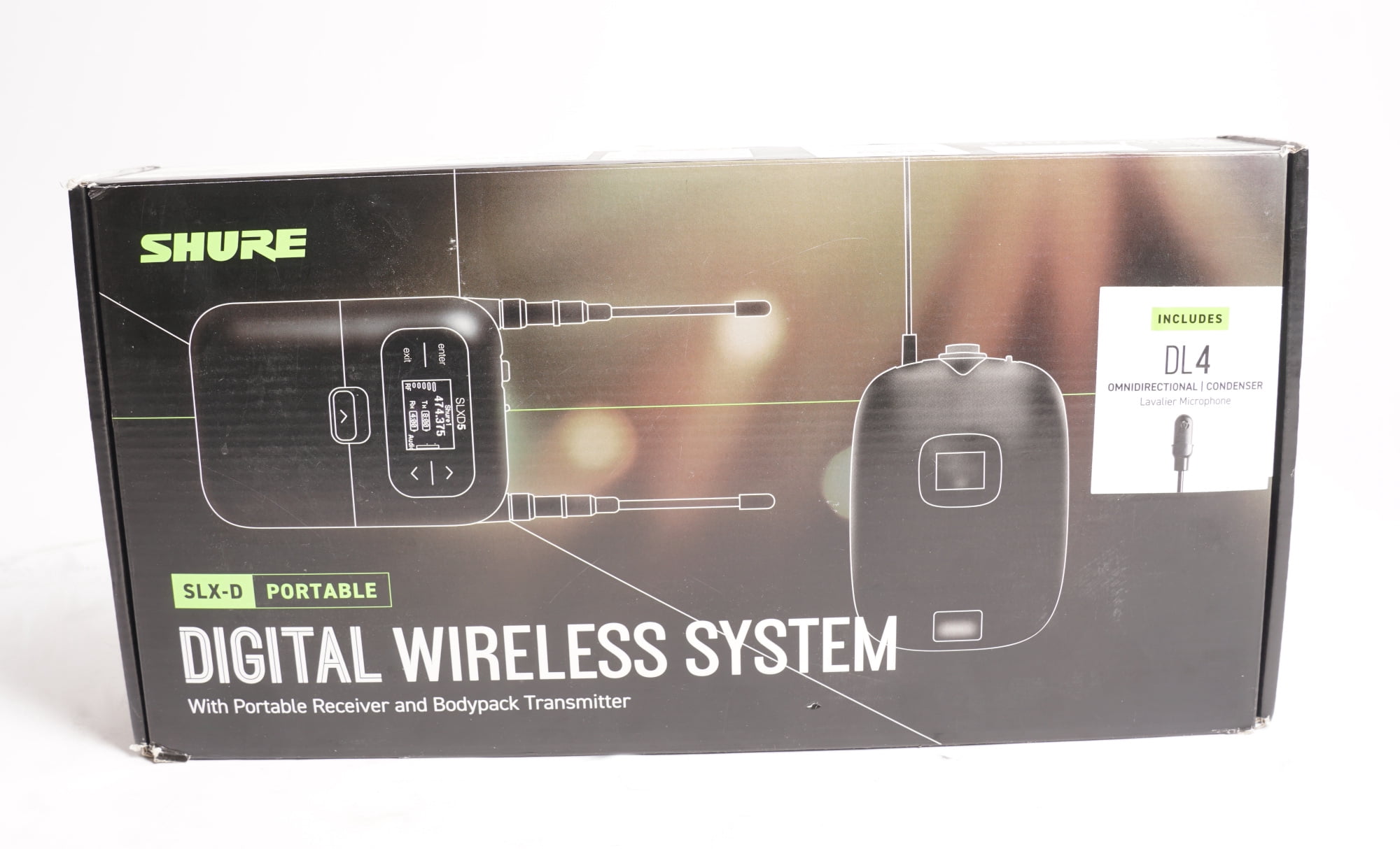 Pre-Owned Shure SLXD15/DL4B Portable Digital Wireless Bodypack System with SLXD1 Transmitter, SLXD5 Single-Channel Portable Receiver and DuraPlex DL4B Omnidirectional Lavalier Microphone, 470-514MHz