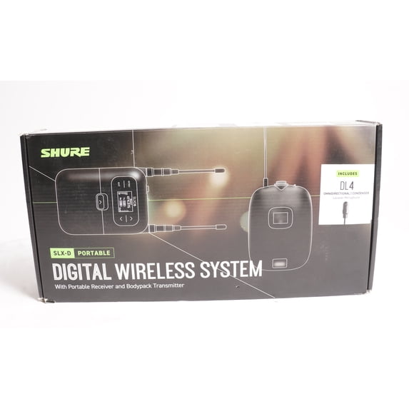 Pre-Owned Shure SLXD15/DL4B Portable Digital Wireless Bodypack System with SLXD1 Transmitter, SLXD5 Single-Channel Portable Receiver and DuraPlex DL4B Omnidirectional Lavalier Microphone, 470-514MHz