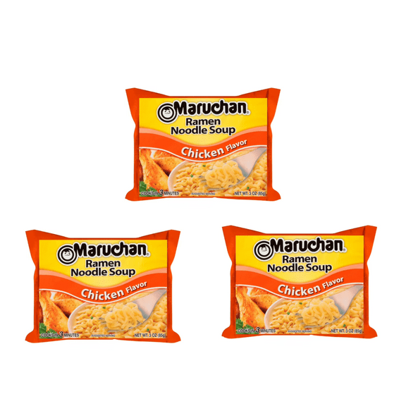 Maruchan Chicken Flavor Ramen Noodles 3-Pack 9 oz Quick and Easy Lunch or Snack