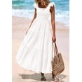 thumbnail image 4 of Vestido largo PRETTYGARDEN para mujer con cuello cuadrado y ojales, color blanco XL, 4 of 9