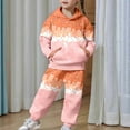 thumbnail image 2 of XAOFW Girls Set Fashion Cartoon Print Hooded Long Sleeve Top Pants Big Kids Youth Two Piece Fit Comfortable Breathable Casual Daily Wear Outfits, 2 of 8