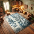 thumbnail image 3 of Ambesonne Bohemian Decorative Rug Carpet, Grunge Floral Oriental Art, 2' 5" x 5', Slate Blue Pale Tan, 3 of 5