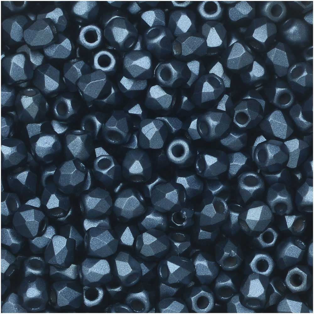 True2 Czech Fire Polished Glass, Faceted Round Beads 2mm, 50 Pieces