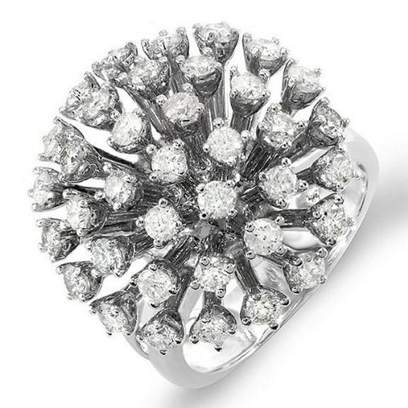 Dazzlingrock Collection 2.00 Carat (ctw) 14k Round Diamond Ladies Cocktail Ring 2 CT, White Gold, Size 5.5