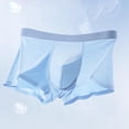 thumbnail image 3 of Rohuuque Men's Boxer Briefs Ice Silk Underwear Invisibles Boxer Briefs Breathable Trunks with Soft Elastic Waistband for Daily Wear Blue, 3 of 4