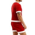 thumbnail image 3 of ZDHoor Mens Velvet Christmas Santa Costume Outfit Short Sleeve Top and Elastic Waistband Shorts Red Large, 3 of 7