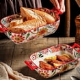 thumbnail image 4 of 850ml Butterfly Flower Ceramic Baking Pan Rectangular Double-Handled Baking Steak Roasted Dishes, 4 of 6