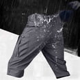 thumbnail image 7 of Ceisia Men Multi Pocket Ripstop Cargo Shorts Elastic Waistband Drawstring Outdoor Workwear Casual Bottoms Gray M Gift, 7 of 7