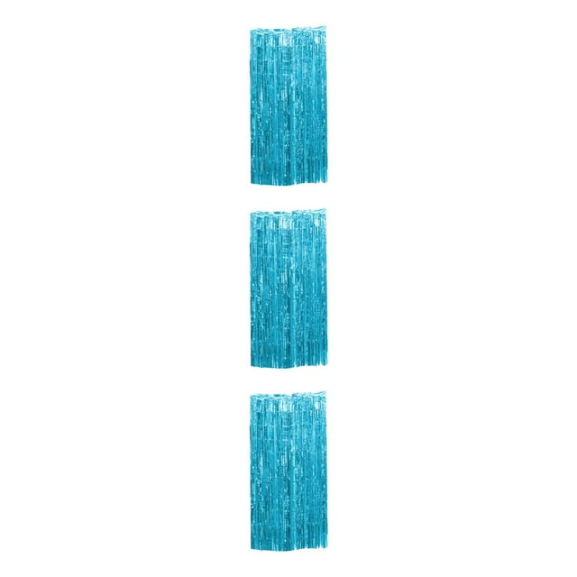 relayinert Vibrant Foil Fringe Curtain Wide Application And Customizable Options Light Blue 3*1m 3Set