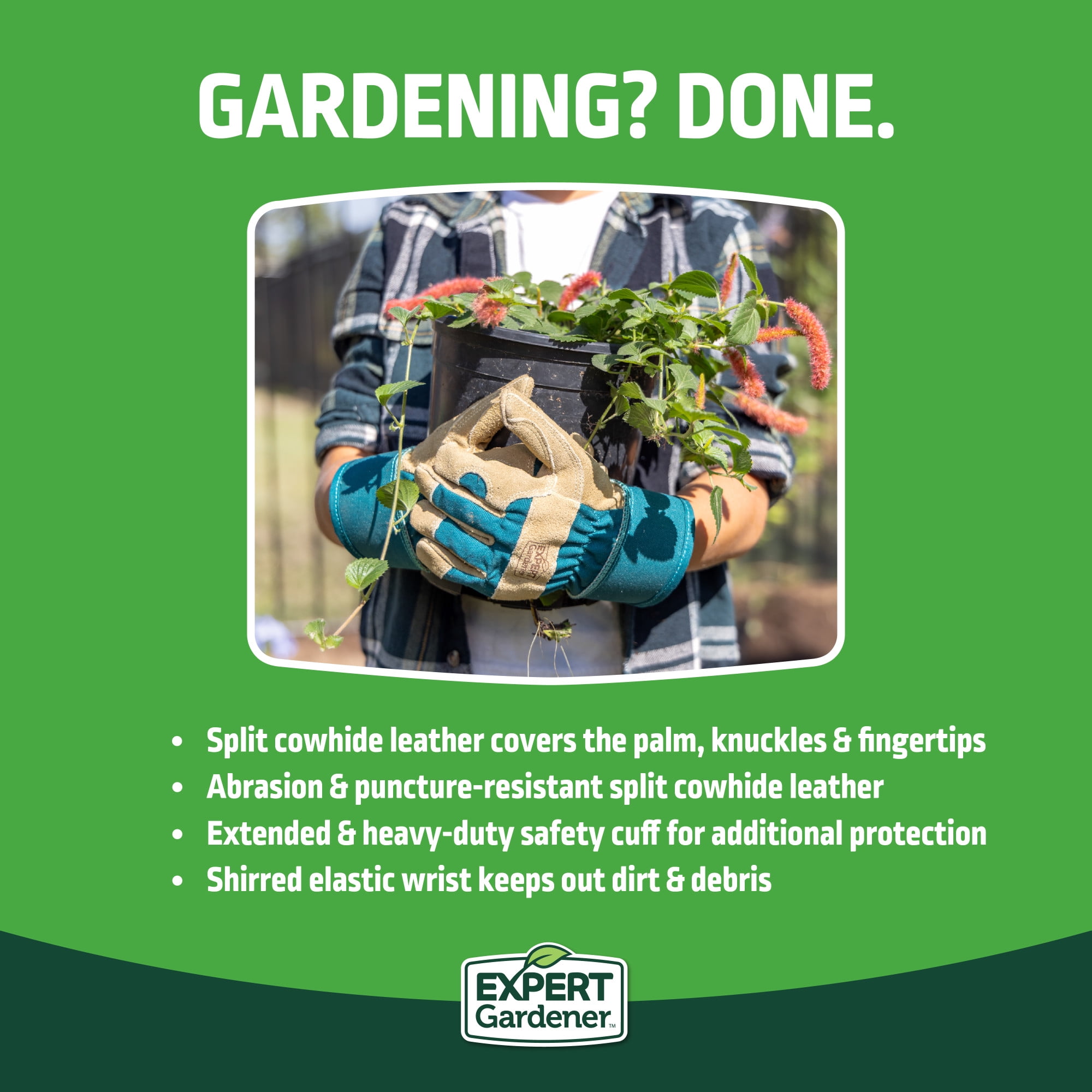 Expert Gardener Kids Leather Palm Gardening Gloves