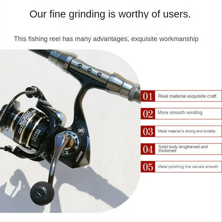HCXIN Fishing Reel ,Spinning Reel - Full Metal Body, Braid-Ready Spool,  Hollow Out Rotor - Saltwater & Freshwater Fishing 