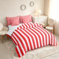 thumbnail image 2 of Manfei Geometric Stripe King Bedding,Contemporary Minimalist King Bed in a Bag, Red White, Reversible 7-Piece, 2 of 6