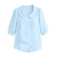 thumbnail image 3 of Vrorvz Printed Top Womens 3/4 Sleeve Button down Collared Tops Summer Business Blouses Casual Work Outfit, 3 of 5