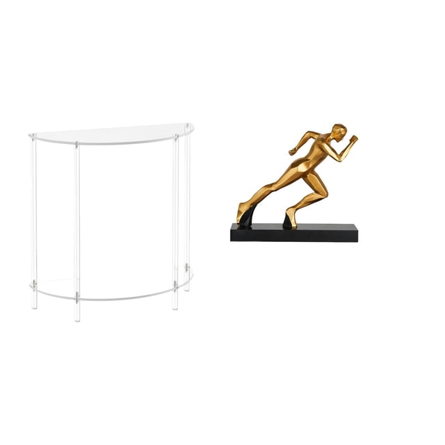 Mesita de noche de acrílico,Mesa auxiliar de acrílico transparente Mesa auxiliar transparente en capas,Mesa pequeña de acrílico,mesita de noche pequeña,compacta,Estatua del