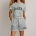 thumbnail image 2 of TOOYOU Girls Summer Outfit Sets Fashion Letter Print Casual Loose Short Sleeve Suit Girls Casual Outfit Sets For School Size 11-12 Years Grey, 2 of 4