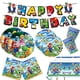 thumbnail image 2 of Nueva decoración de cumpleaños de Mario, suministros para fiestas de dibujos animados de Super Bros, vajilla desechable para niños, pegatinas, platos, globos, vasos de papel, juguetes, 2 of 5