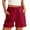 Red #137, variant on Womens Linen Shorts Plus Size Basic Wide Straight Leg Loose Lightweight Elastic High Waisted Lounge Shorts with Pockets athletic Stretch Summer Bermuda Shorts Khaki 2XL
