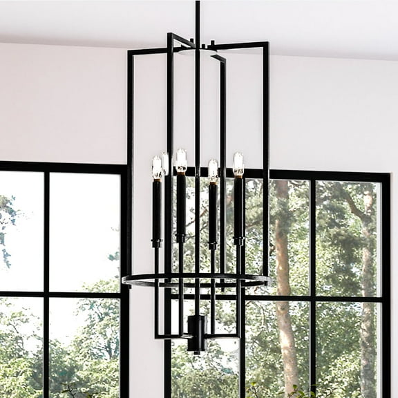 Luxury Contemporary Chandelier, 31.375H x 15W, with Luxe Industrial Style, Midnight Black, UHP4246 by Urban Ambiance