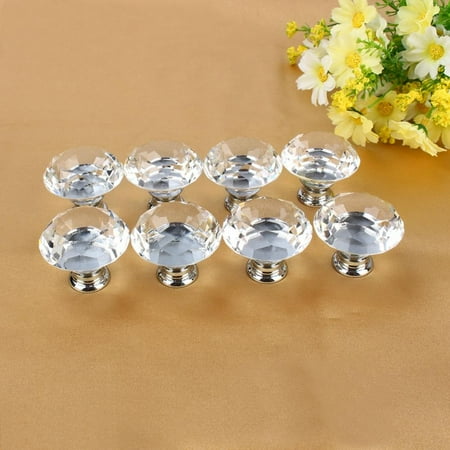 Coastal Cabinets Yosoo 8pcs 40mm Clear Diamond Crystal Glass Door Knobs Drawer Cabinet Furniture Kitchen,8pcs 40mm Clear Diamond Crystal Glass Door Knobs Drawer Cabinet Furniture Kitchen ()