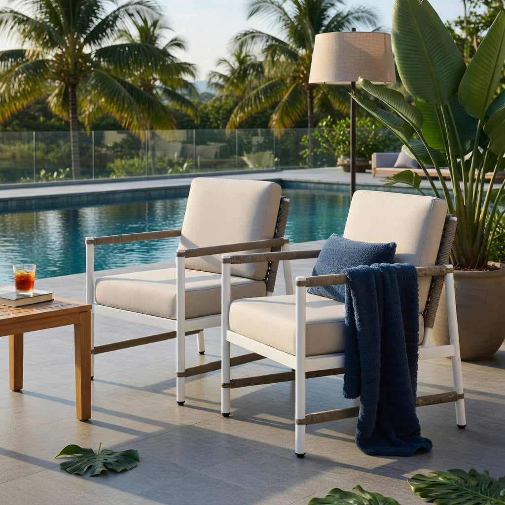 Hommoo 2-Pack Modern Outdoor Aluminum Patio Sofa Set with PE Wicker Backrest, Includes Cushions, Lightweight & Rust-Resistant for Backyard, Poolside & Balcony, Gray