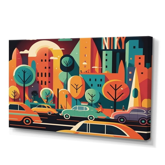 Designart Colorful Cityscape IV Canvas Wall Art