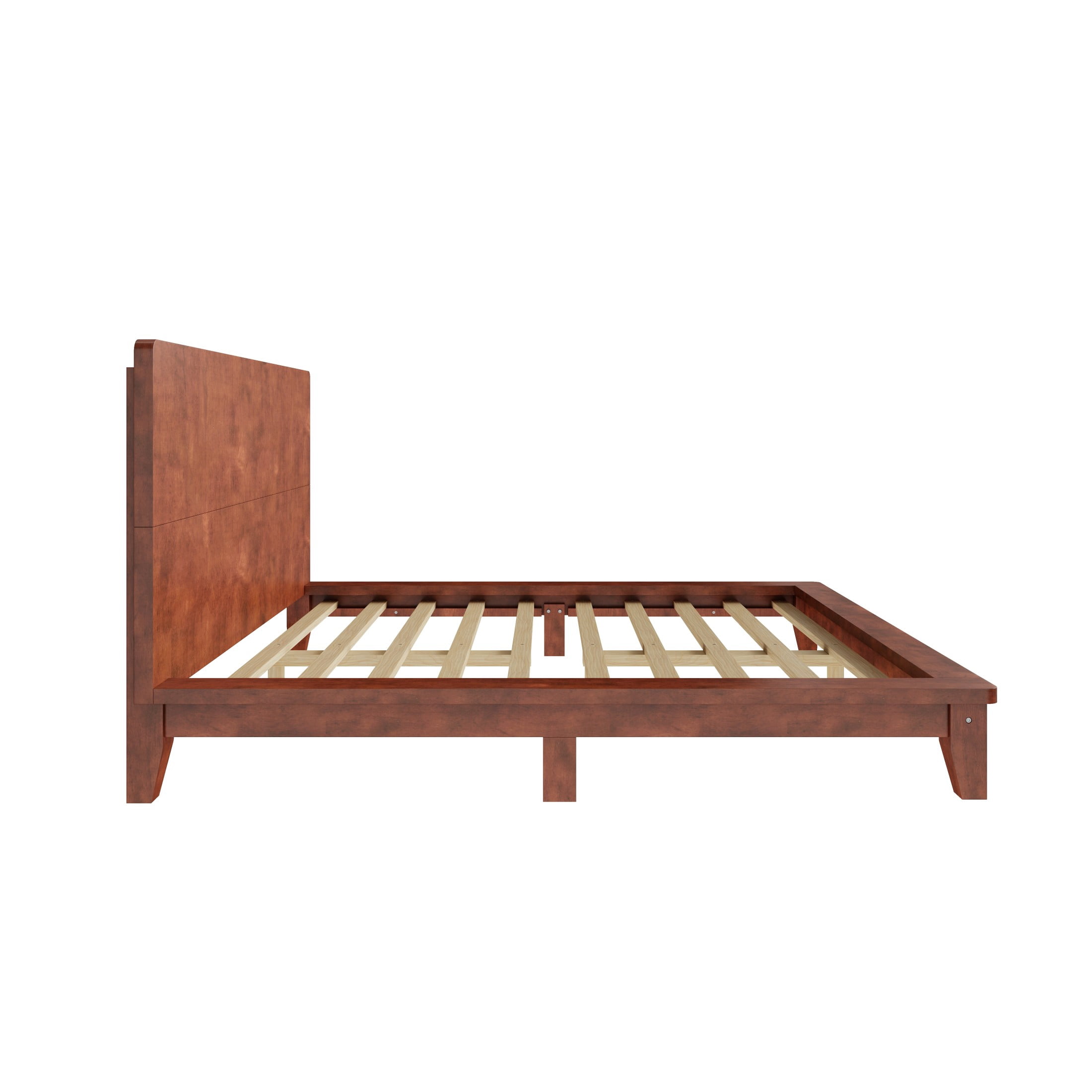 Noble House Hazel Queen Size Pine Wood Platform Bed Frame with Legs and Headboard, Mid-Century Modern Design, Brown
