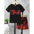 thumbnail image 5 of Mikrdoo Boys Short Sets Color Block T-Shirt and Shorts 2-Piece Outfit Summer Lightning Clothes 9-10 Years, 5 of 10