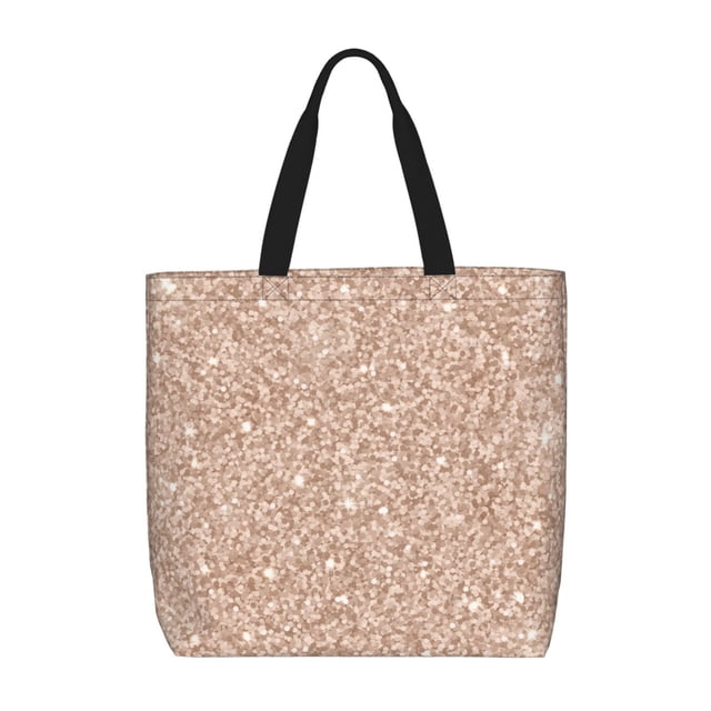 Fotbe Beige Sparkling Glitter Bolsa Tote con Estampado para Mujer, Bolsos con Cremallera, Bolsa de Hombro Casual de Gran Capacidad con Bolsillos Internos