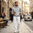 thumbnail image 7 of Dweltoz Men's Baggy Cargo Sweatpants Oversized Loose Fit Wide Leg Elastic Waist Drawstring Casual Pants with Pockets,White 3XL, 7 of 7