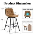 thumbnail image 5 of ClinQ 26 inch Swivel Counter Height Bar Stool Set of 3, Faux Leather Seat with Metal Legs and Back, Brown, 5 of 6