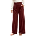 thumbnail image 3 of cocolona Womens Casual Corduroy Pants Elastic Waist Straight Wide Leg Travel Lounge Pants with Pockets, 3 of 5