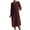 Wine, variant on TAGOLD Womens Dress,Fashion Women Autumn Solid Causal Round Neck Button Pockets 1/2Sleeve Dress